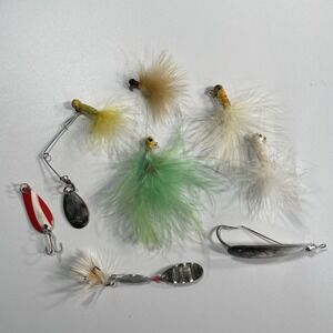 Lot Of 8 Vintage Spinner Lures rooster tail misc Tackle Antique Fishing Bait